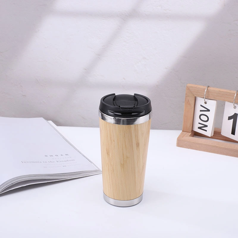 450ml BPA Free Office Tumbler Custom Stainless Steel Coffee Mug with Bamboo