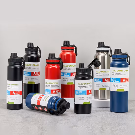 Botella de agua deportiva de acero inoxidable con aislamiento al vacío, doble pared, boca ancha, para Yoga, deportes, gimnasio, con tapa de paja, respetuosa con el medio ambiente, novedad de 2022