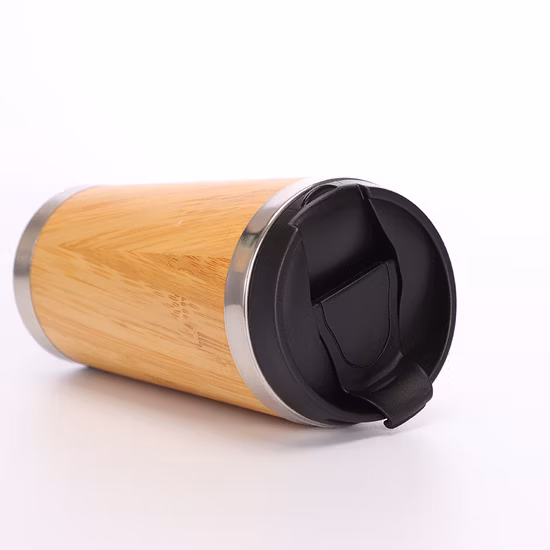 taza de café de encargo del acero inoxidable del vaso libre de 450ml BPA de la oficina con bambú