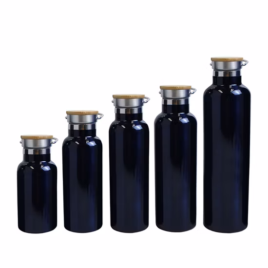 Frasco de vacío de bambú de acero inoxidable de doble pared