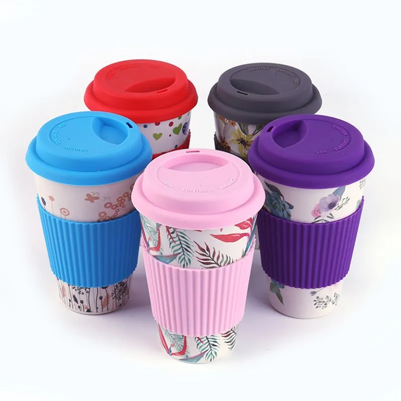 Precio de fábrica al por mayor Nuevo cuerpo de fibra de bambú personalizado Taza de bambú barata reutilizable Taza de viaje de café con tapa